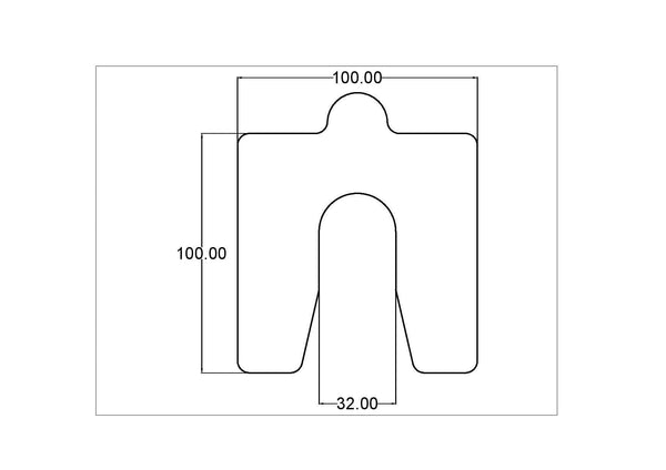 0.05mm Precut Alignment Slotted Shim 100x100 Slot 32mm Pack of 10 - Shim Stock Metals UK